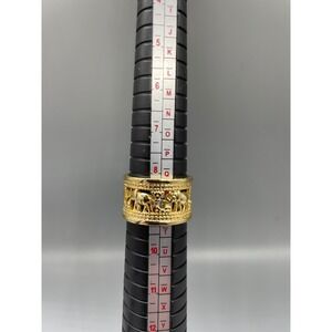 Gold Tone Elephant Band Ring Wide Openwork Safari Statement Size 8.5